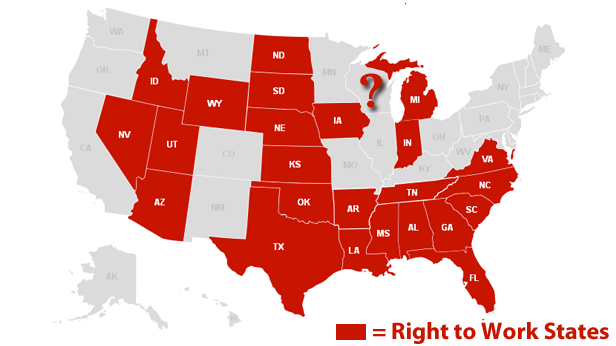 Right To Work States Map