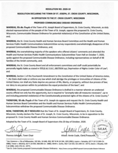 St. Joseph Township Resolution In Opposition To Comm Disease Ordin